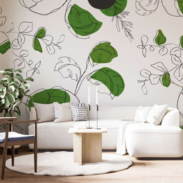 MinimalisticDecor.com-Green Leaf Wallpaper Mural: Transform Your Room with Style