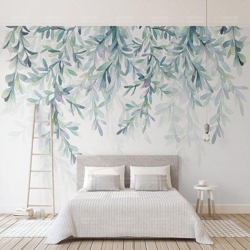 MinimalisticDecor.com-Green Leaves Wallpaper for Home Wall Decor