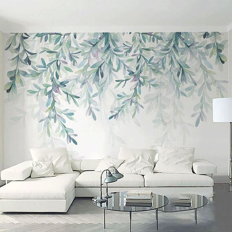 MinimalisticDecor.com-Green Leaves Wallpaper for Home Wall Decor