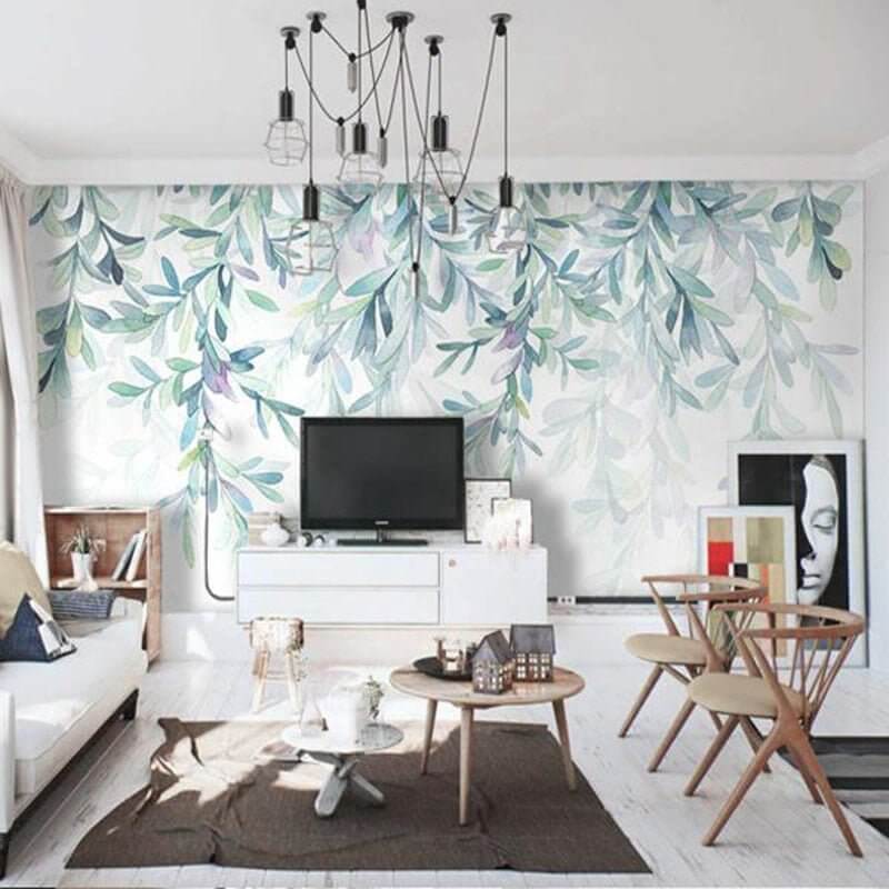 MinimalisticDecor.com-Green Leaves Wallpaper for Home Wall Decor