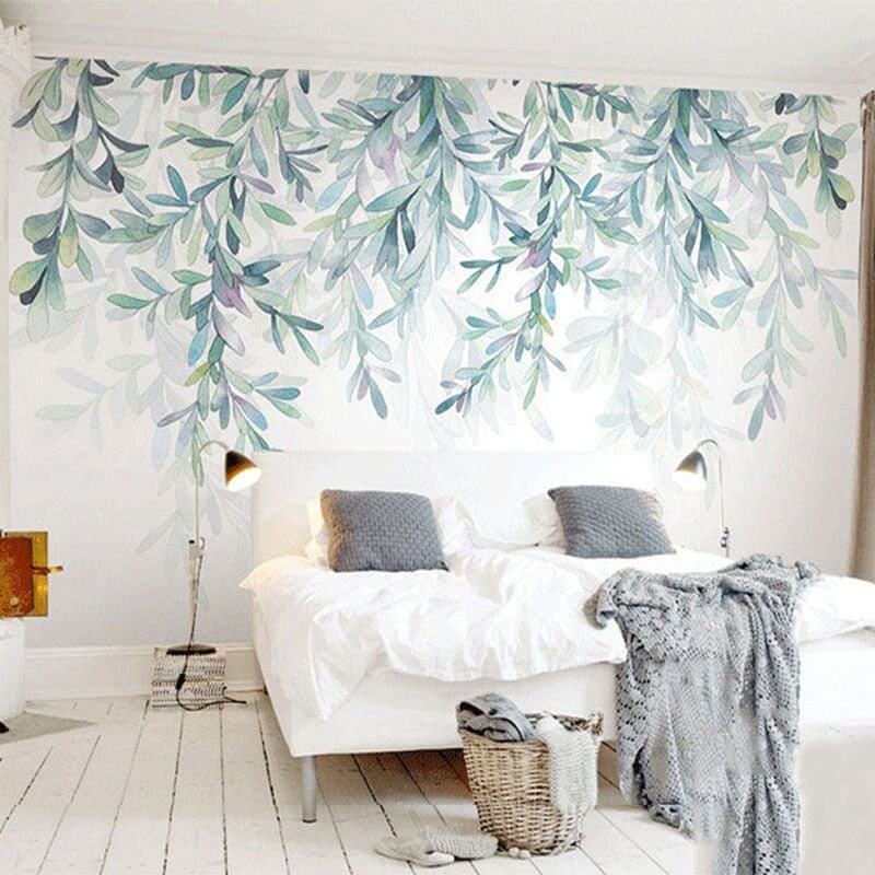 MinimalisticDecor.com-Green Leaves Wallpaper for Home Wall Decor