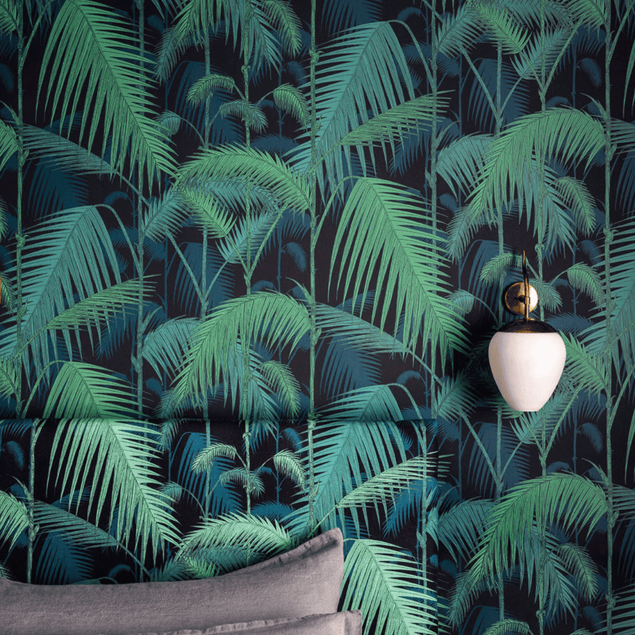 MinimalisticDecor.com-Green Palm Leaves Wallpaper