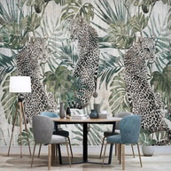 MinimalisticDecor.com-Green Plant Tiger Wallpaper for Home Wall Decor