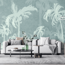 MinimalisticDecor.com-Green Sketch Trace Tree - Coconut Tree Wallpaper Murals