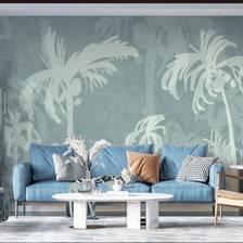 MinimalisticDecor.com-Green Sketch Trace Tree - Coconut Tree Wallpaper Murals