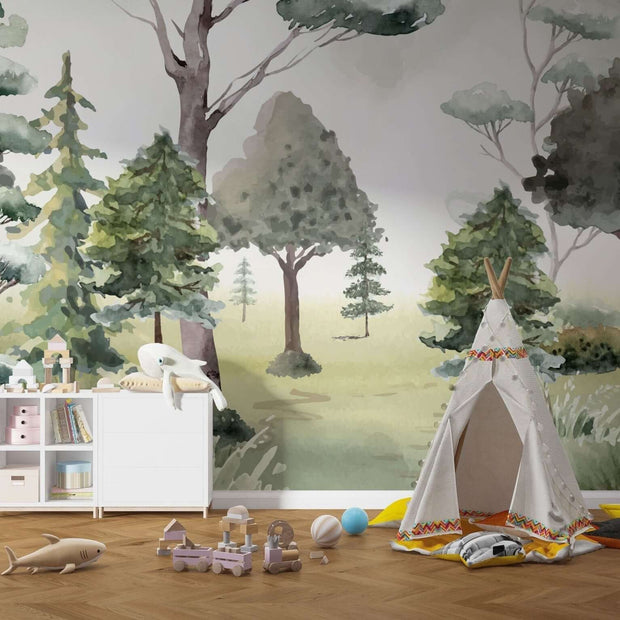 MinimalisticDecor.com-Green Trees Wallpaper Mural: Beautify Your Space