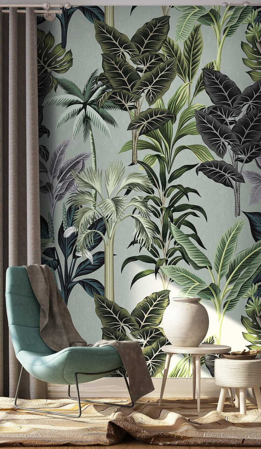 MinimalisticDecor.com-Green Tropical Haven Wallpaper Mural