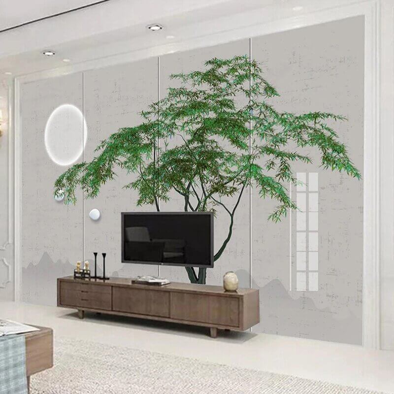 MinimalisticDecor.com-Green Willow Tree Wallpaper for Home Wall Decor