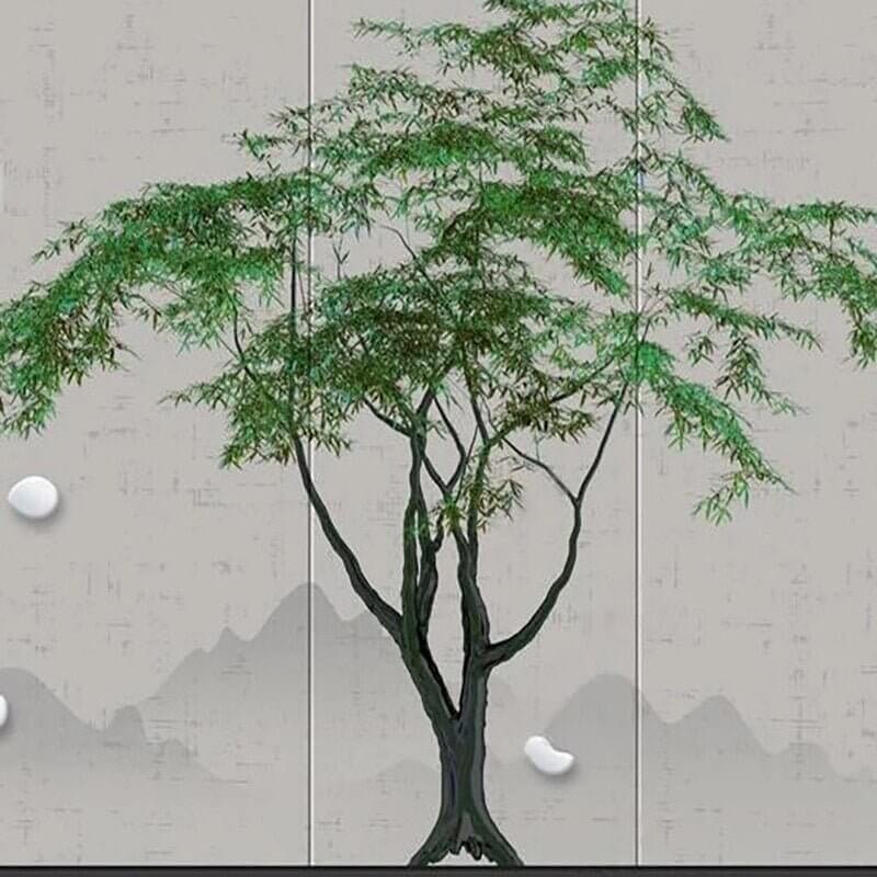 MinimalisticDecor.com-Green Willow Tree Wallpaper for Home Wall Decor