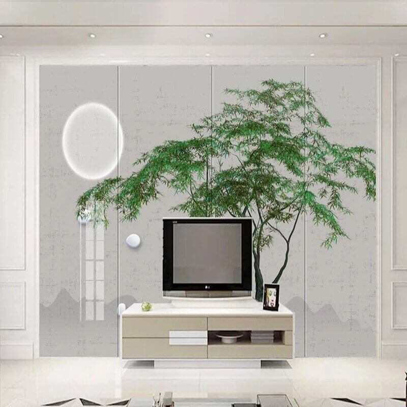 MinimalisticDecor.com-Green Willow Tree Wallpaper for Home Wall Decor