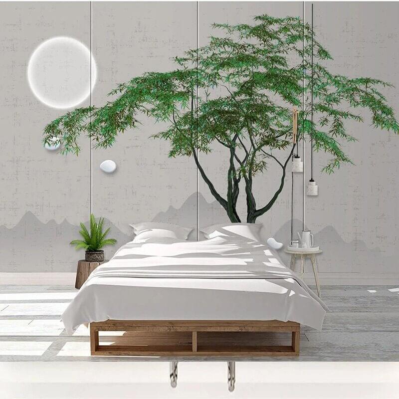 MinimalisticDecor.com-Green Willow Tree Wallpaper for Home Wall Decor