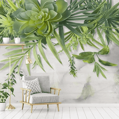 MinimalisticDecor.com-Greenery Wallpaper Mural: Effortless Nature-Inspired Beauty