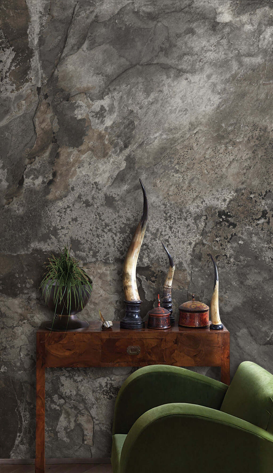 MinimalisticDecor.com-Grey Black Marble Mist Wallpaper Mural