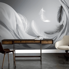 MinimalisticDecor.com-Grey Feathers Wallpaper Murals