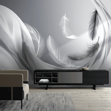 MinimalisticDecor.com-Grey Feathers Wallpaper Murals