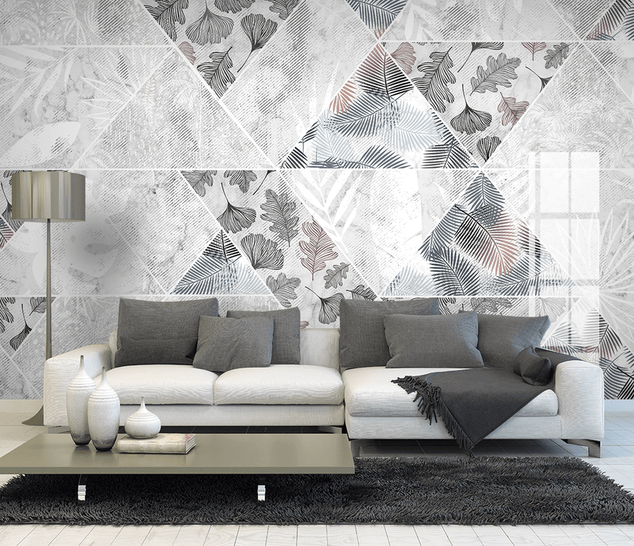 MinimalisticDecor.com-Grey Geometric Pattern Wallpaper Murals