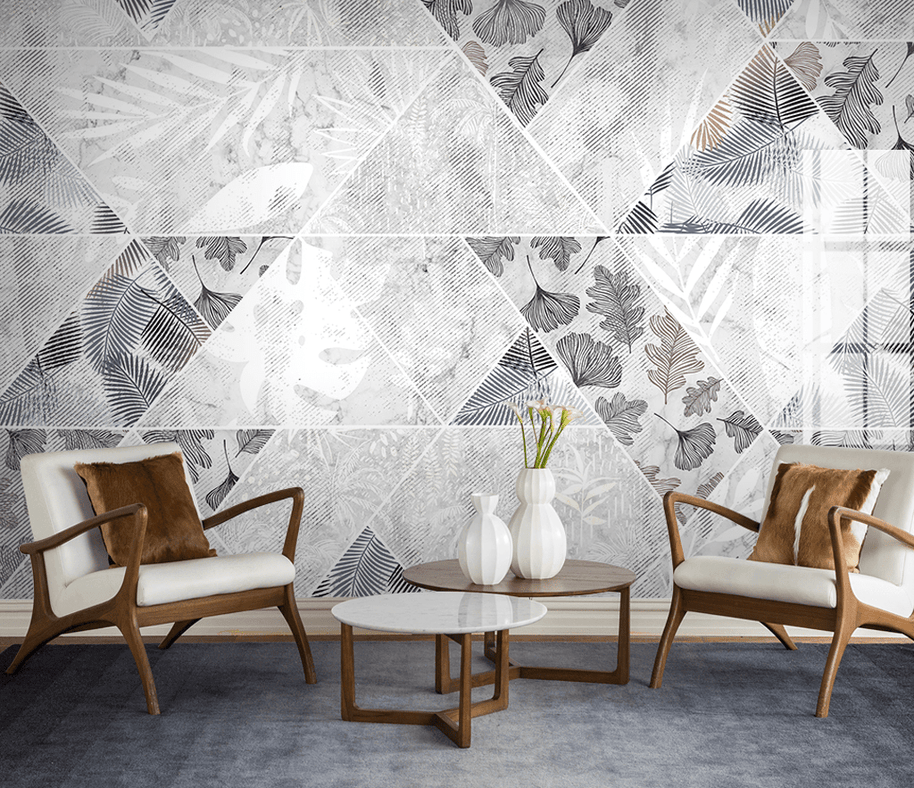 MinimalisticDecor.com-Grey Geometric Pattern Wallpaper Murals