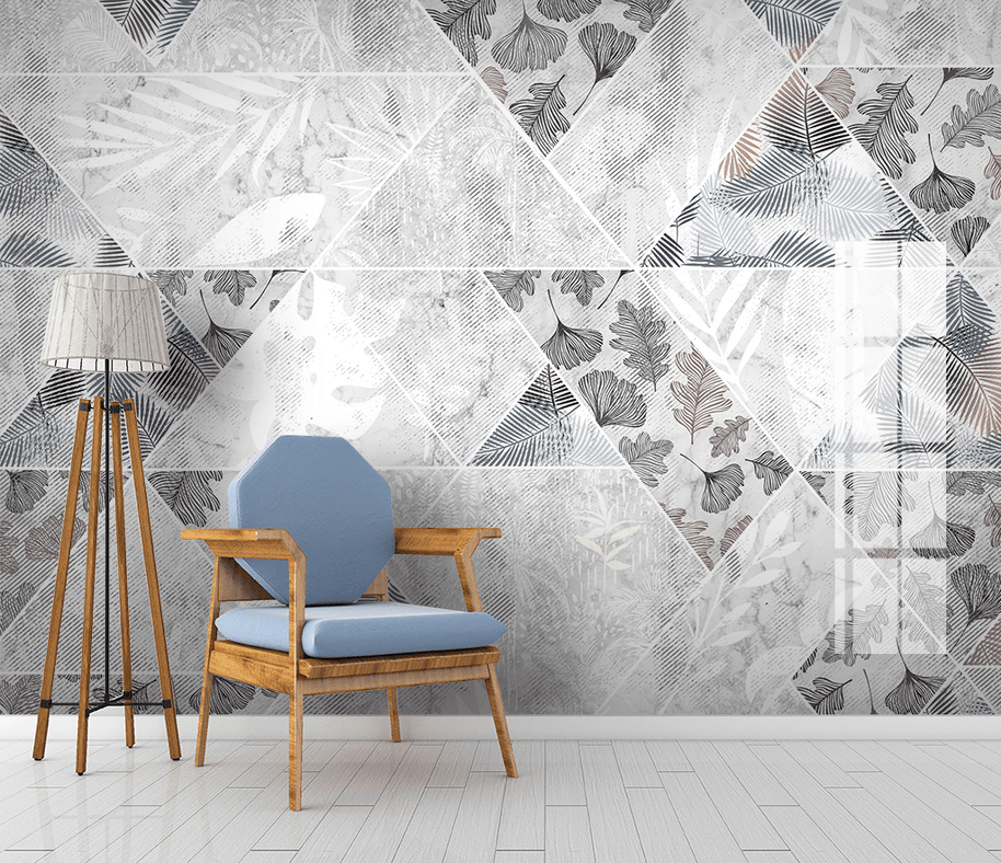 MinimalisticDecor.com-Grey Geometric Pattern Wallpaper Murals