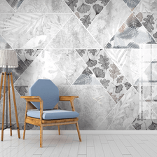 MinimalisticDecor.com-Grey Geometric Pattern Wallpaper Murals