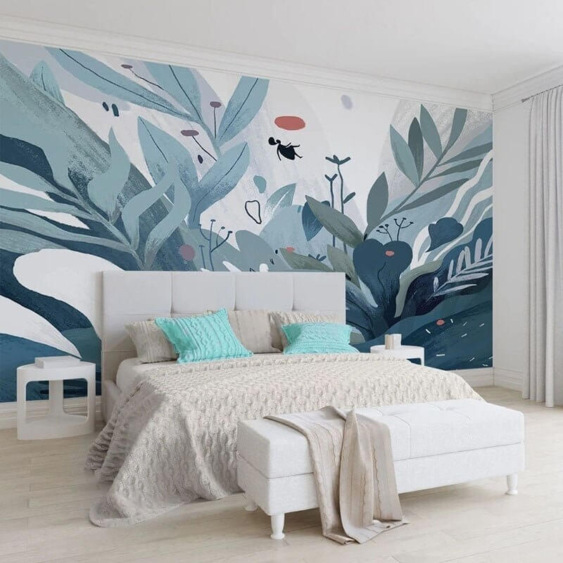 MinimalisticDecor.com-Hand-painted Plants Wallpaper for Home Wall Decor