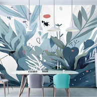 MinimalisticDecor.com-Hand-painted Plants Wallpaper for Home Wall Decor