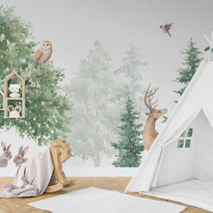 MinimalisticDecor.com-Happily Ever After Jungle - Kids Room Wallpaper Mural