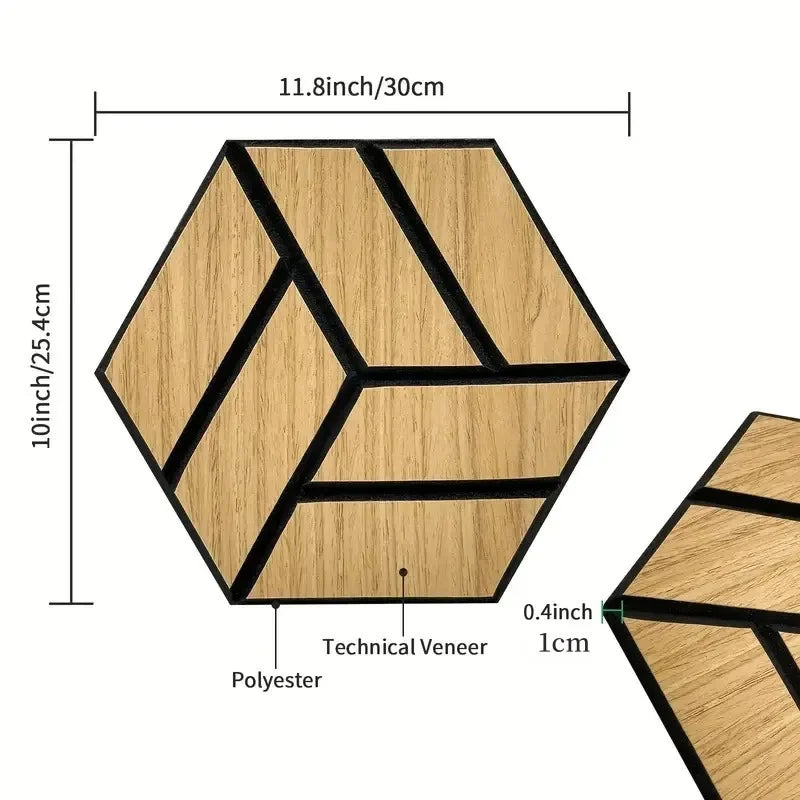 MinimalisticDecor.com-Hexagon Wood Grain Acoustic Wall Panel – Self Adhesive Soundproof Tile