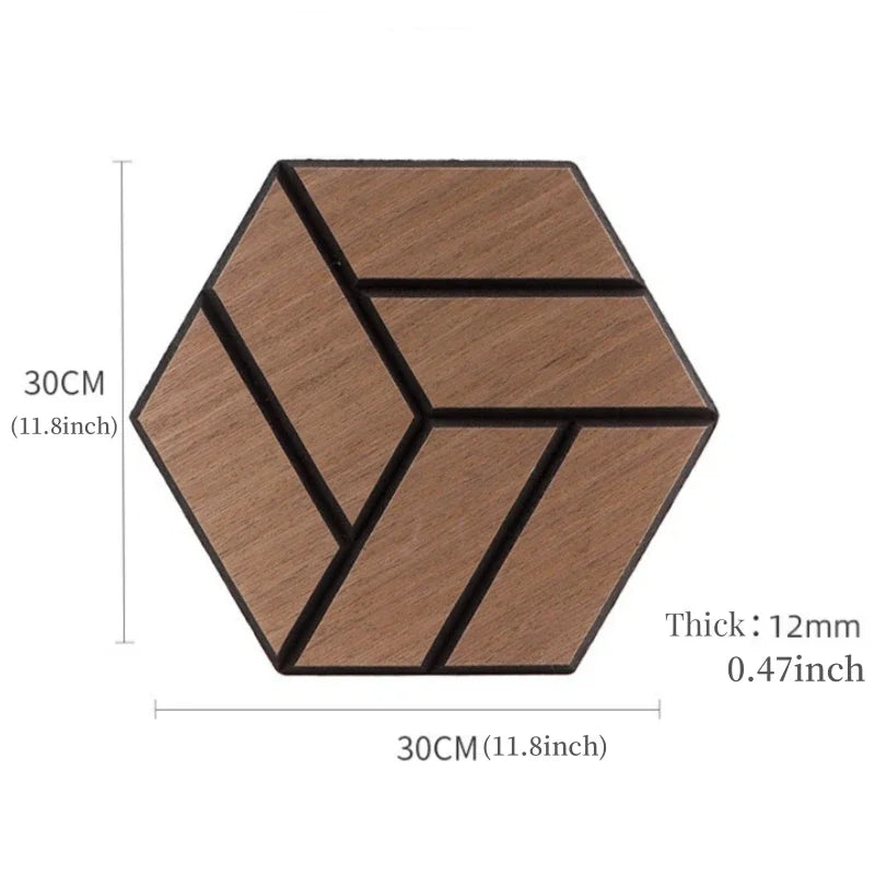 MinimalisticDecor.com-Hexagon Wood Grain Acoustic Wall Panel – Self Adhesive Soundproof Tile