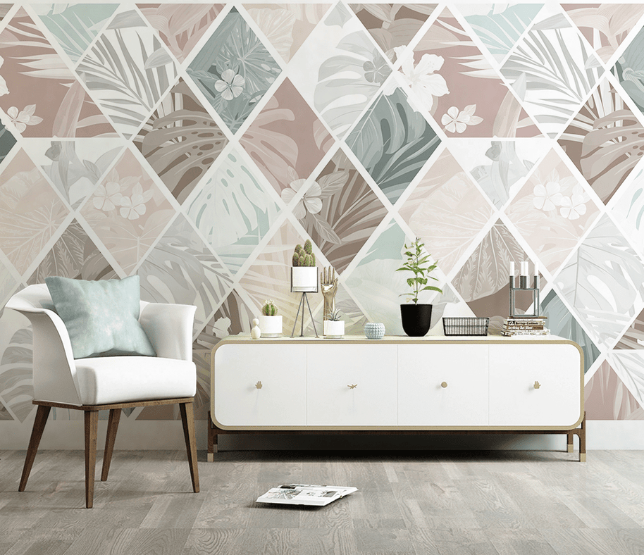 MinimalisticDecor.com-Hexagonal Geometric Pattern Wallpaper Murals