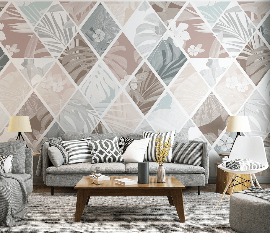 MinimalisticDecor.com-Hexagonal Geometric Pattern Wallpaper Murals