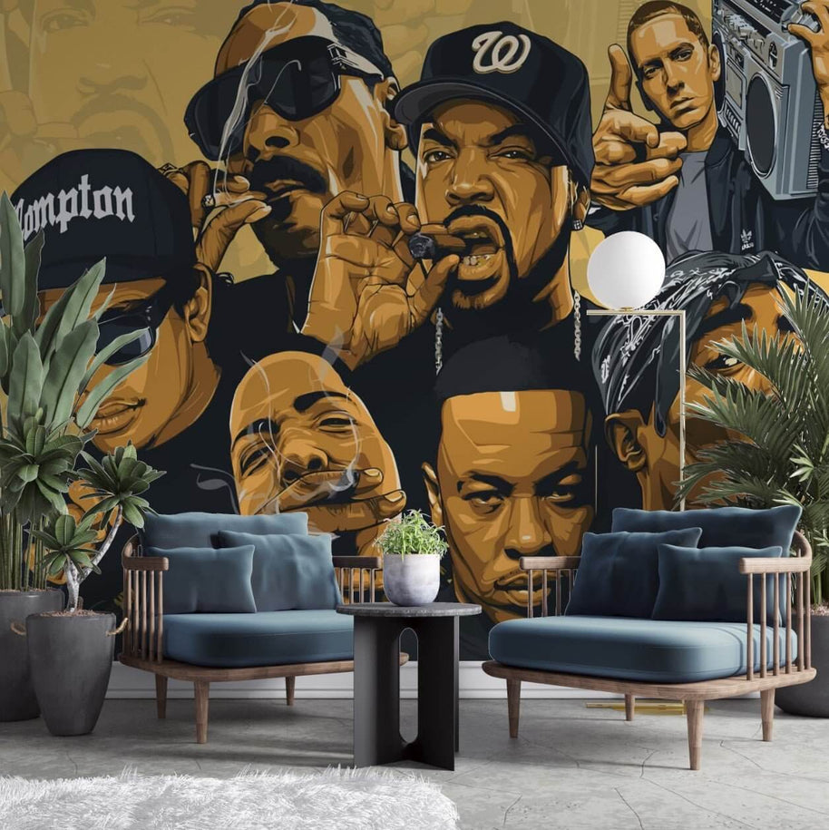 Hiphop Legends Tupac, Snoop Dog, Biggie Smalls Wallpaper Mural-Premium Wallpapers