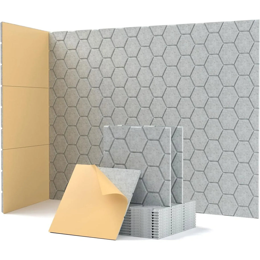 MinimalisticDecor.com-Honeycomb Acoustic Wall Tiles – Felt Soundproof Panels 30x30cm (Set of 4)