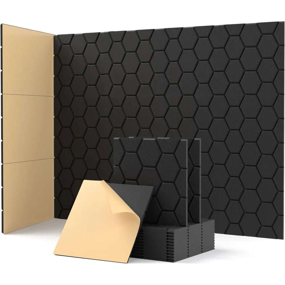 MinimalisticDecor.com-Honeycomb Acoustic Wall Tiles – Felt Soundproof Panels 30x30cm (Set of 4)