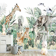 MinimalisticDecor.com-Jungle Friends Gathering Wallpaper Mural