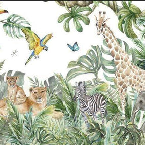 MinimalisticDecor.com-Jungle Friends Mix Gathering Wallpaper Mural