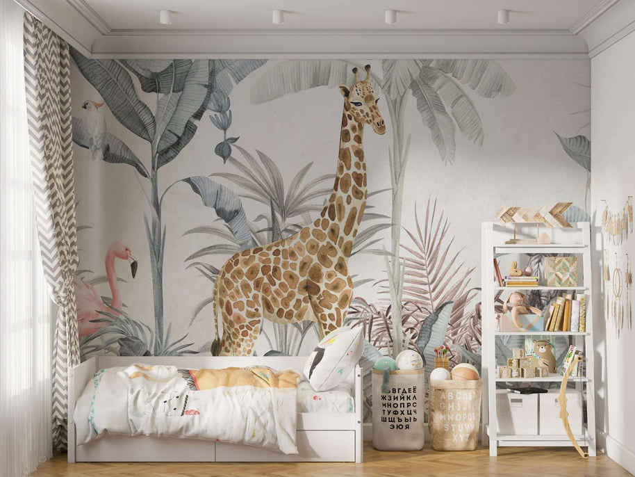 MinimalisticDecor.com-Jungle Safari Animals - Kids Room Wallpaper Mural