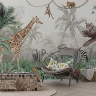 MinimalisticDecor.com-Jungle Safari Animals Wallpaper for Kids Room