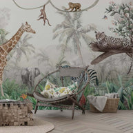 MinimalisticDecor.com-Jungle Safari Animals Wallpaper for Kids Room