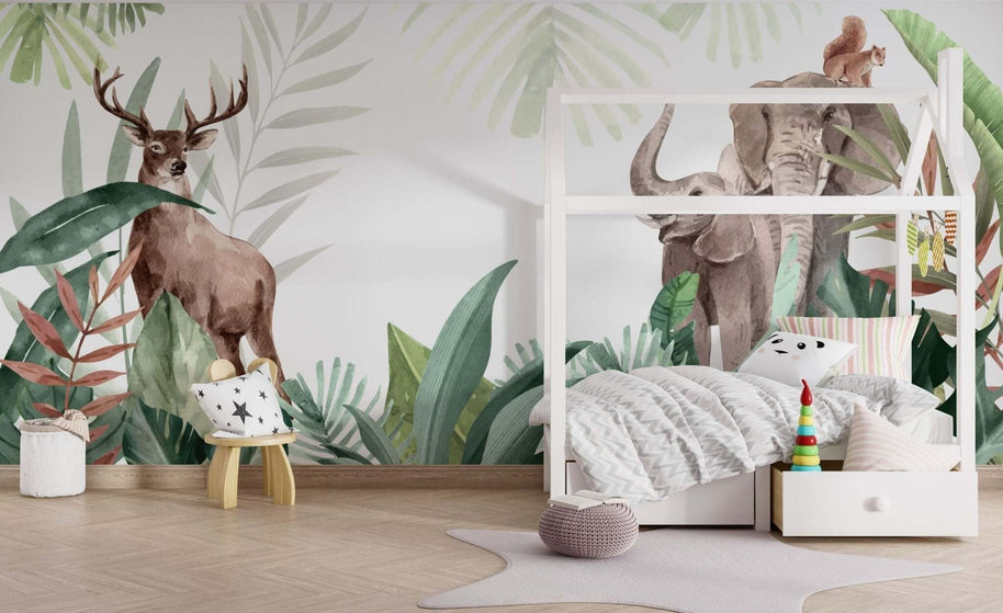 MinimalisticDecor.com-Jungle Safari Theme Kids Room Wallpaper Mural