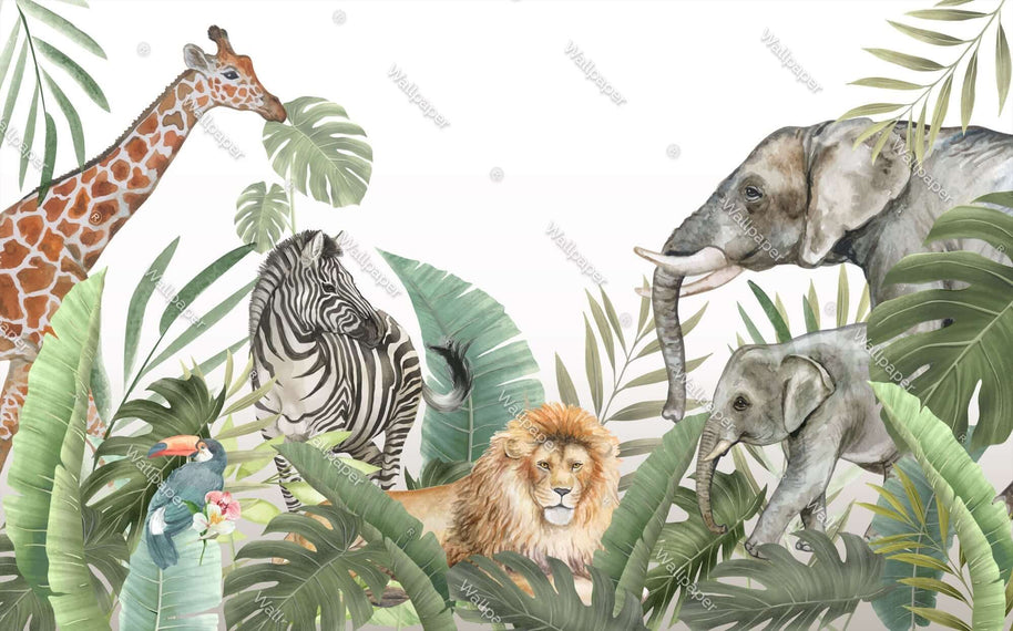 MinimalisticDecor.com-Jungle Safari Wallpaper Mural - Vibrant Wildlife Wall Decor