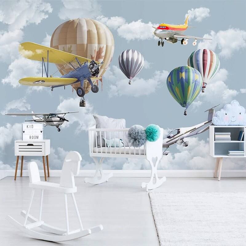 MinimalisticDecor.com-Kids Air Balloon Wallpaper - Create an Enchanting Space