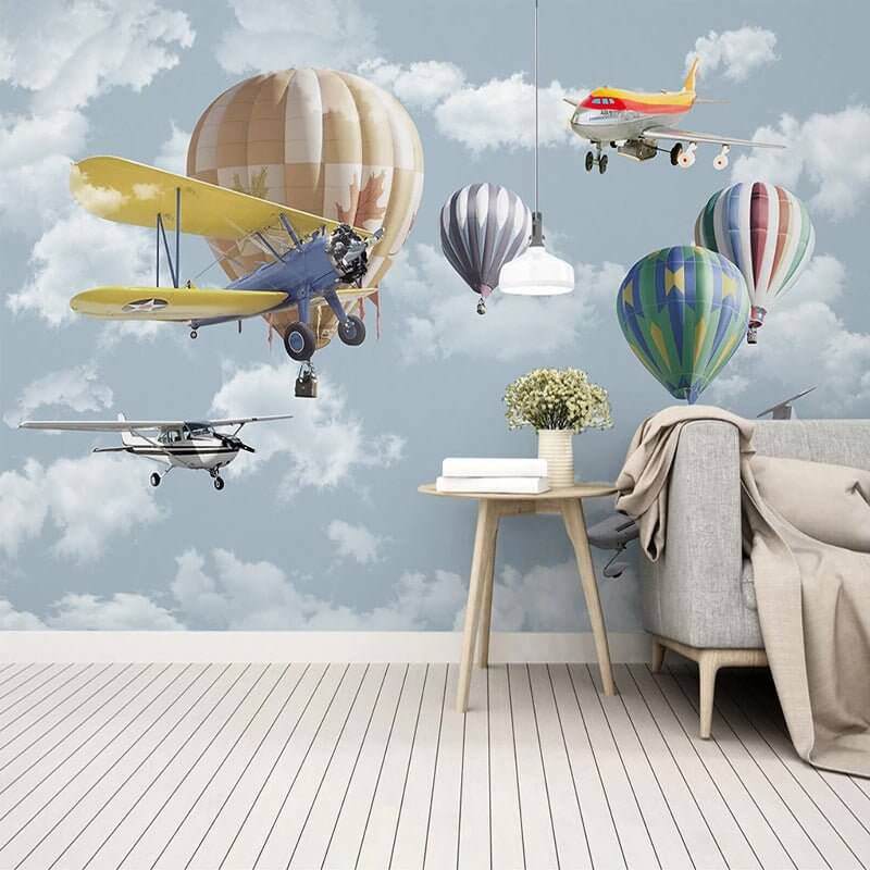 MinimalisticDecor.com-Kids Air Balloon Wallpaper - Create an Enchanting Space