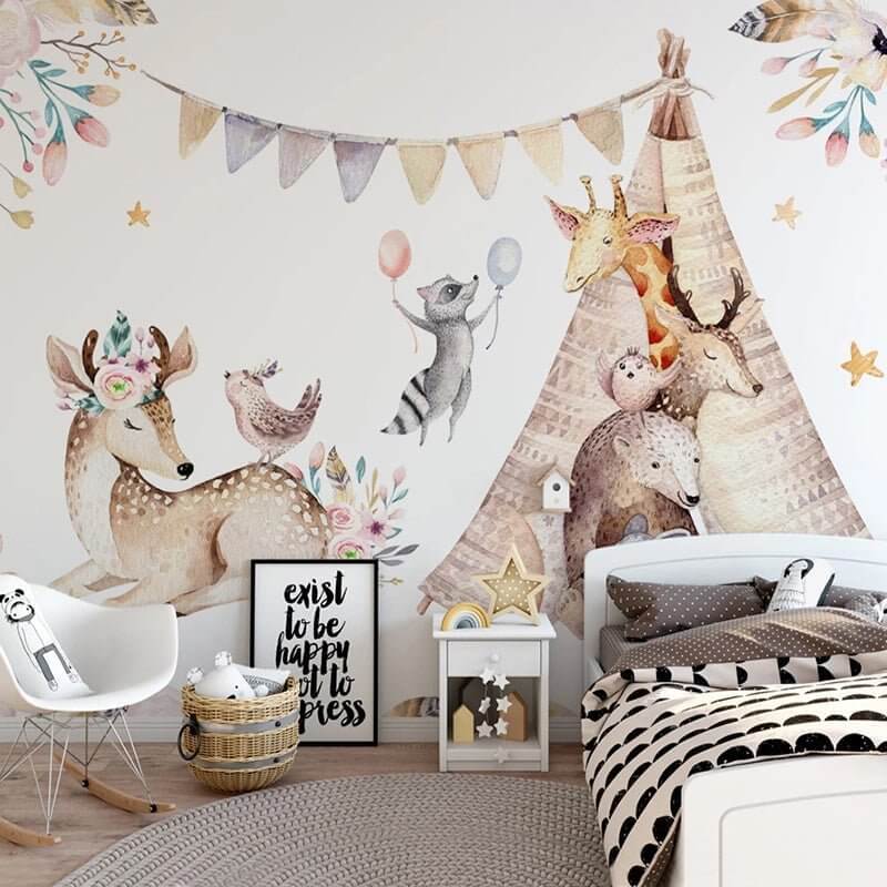 MinimalisticDecor.com-Kids Nursery Wallpaper: Woodland Camping Adventure