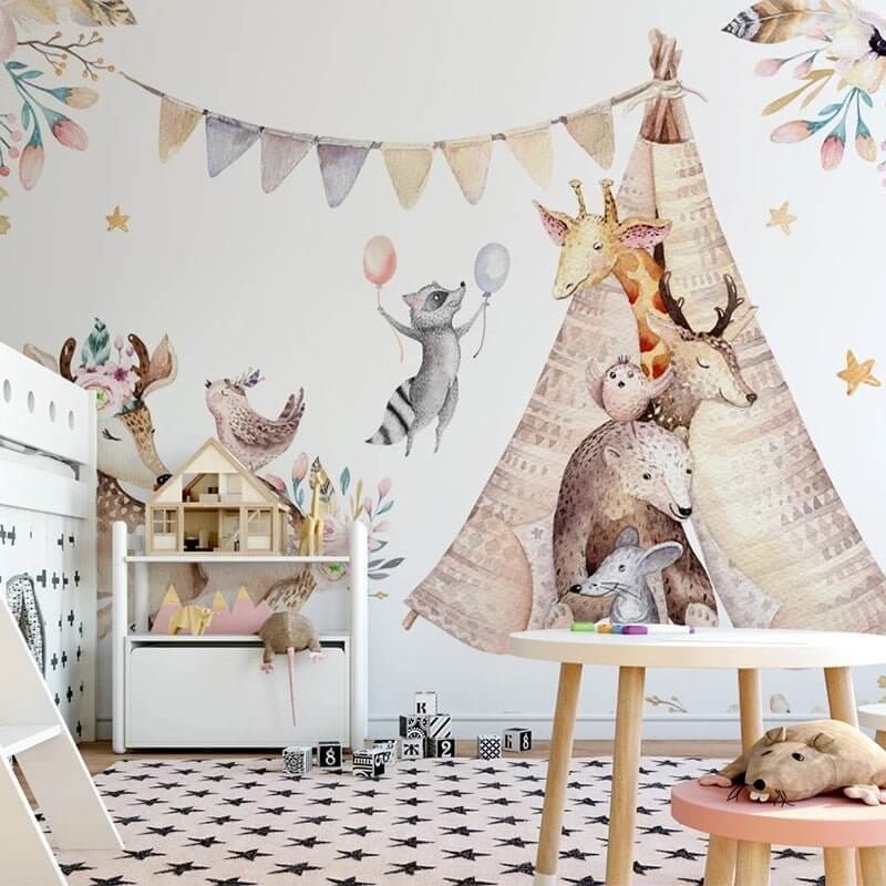 MinimalisticDecor.com-Kids Nursery Wallpaper: Woodland Camping Adventure