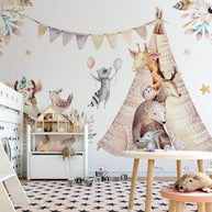 MinimalisticDecor.com-Kids Nursery Wallpaper: Woodland Camping Adventure