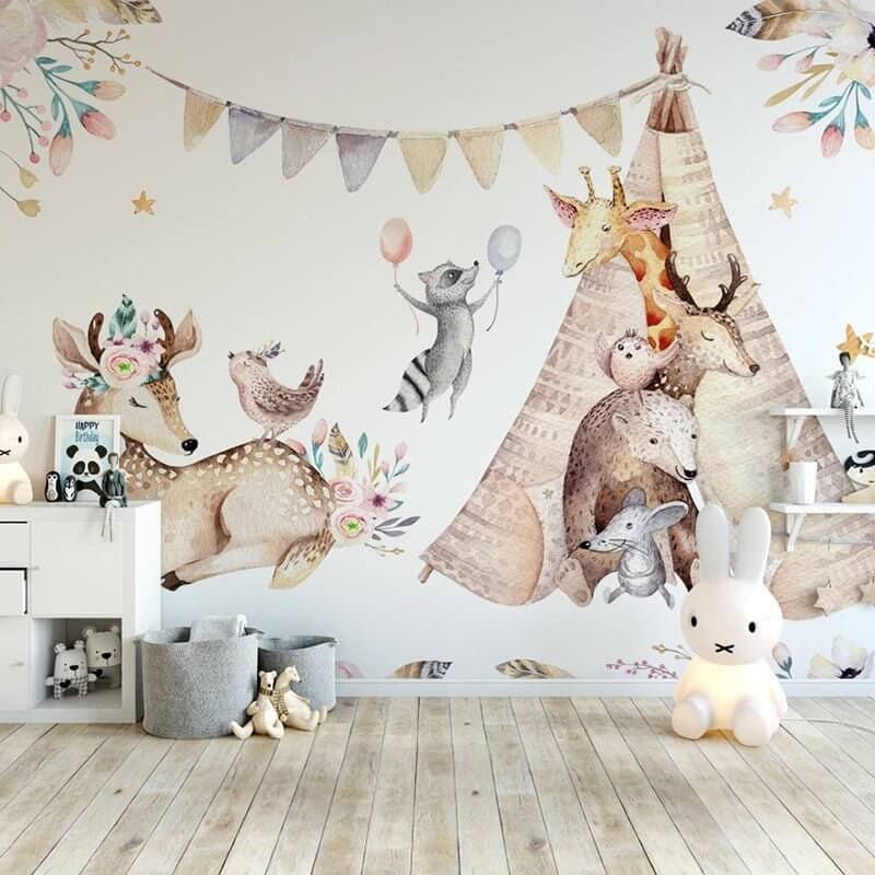 MinimalisticDecor.com-Kids Nursery Wallpaper: Woodland Camping Adventure
