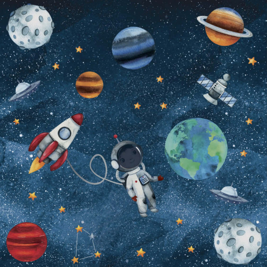 MinimalisticDecor.com-Kids Room Astronaut Wallpaper Mural: Explore Space with Astronaut