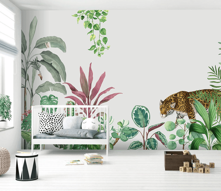 MinimalisticDecor.com-Kids Room Jungle Scene Wallpaper Murals