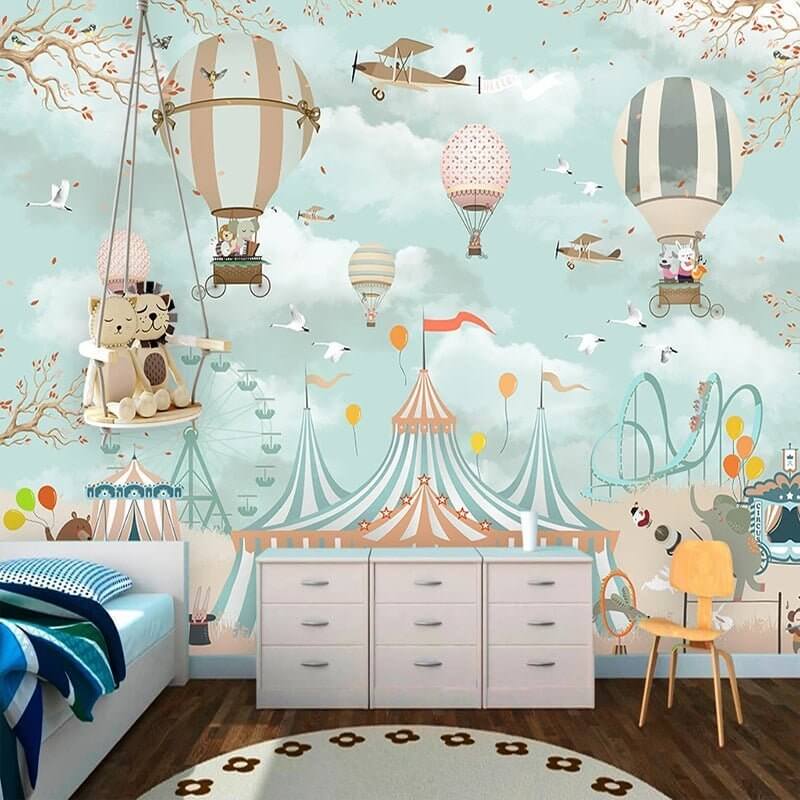 MinimalisticDecor.com-Kids Room Wall Decor - Animals Circus Wallpaper