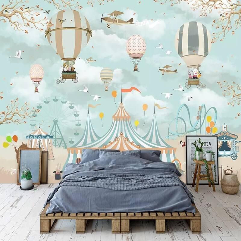 MinimalisticDecor.com-Kids Room Wall Decor - Animals Circus Wallpaper